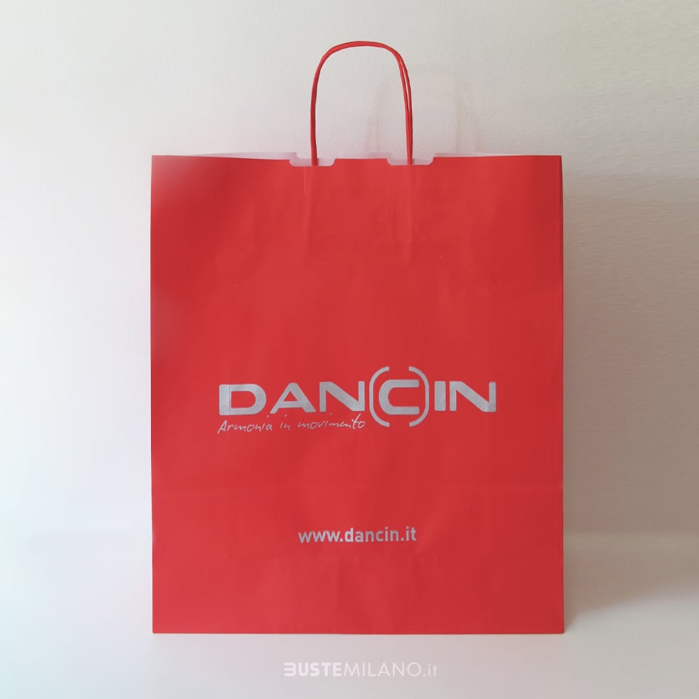 Shopper-carta-maniglia-ritorta-colore-rosso personalizzato-bustemilano